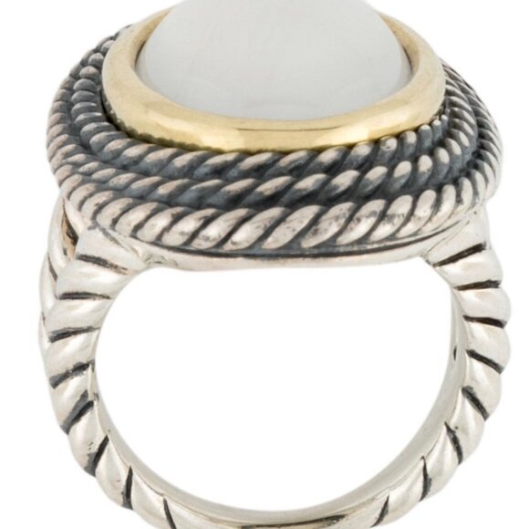 DAVID YURMAN MOON QUARTZ STERLING SILVER & 18K YELLOW GOLD CABLE COIL RING - Picture 7 of 8